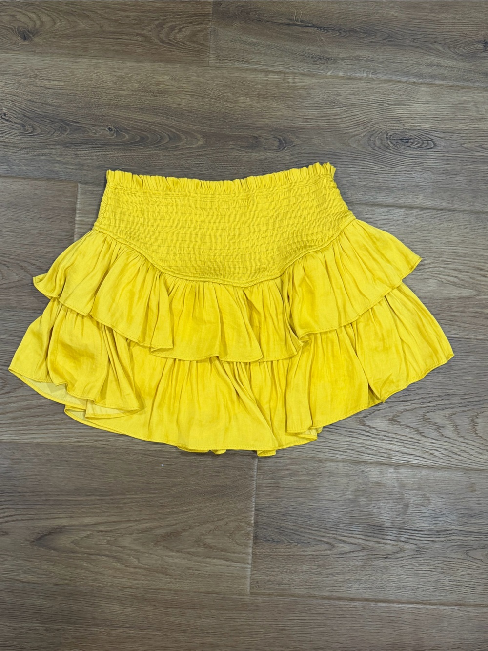 Mustard Seed Yellow Ruffle Mini Skirt